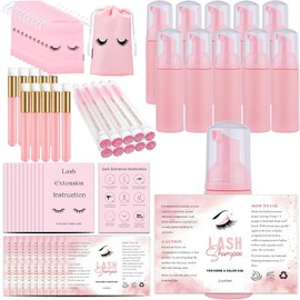 Juego de 60 Botellas y Cepillos para Champú para Pestañas, Dispensador de Bomba de Espuma de 10 Piezas, Cepillo de Limpieza Profunda de Poros Nasales de 10 Piezas, Cepillo de Tubo de Extens