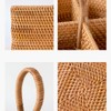 i-lan 2 Pack 4 Section Square Rattan Basket with Handle-Boho