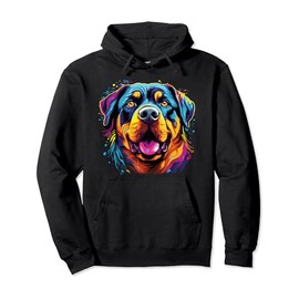 Watercolor Colorful Rottweiler Dog Pullover Hoodie