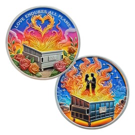 The Flame of Love Dumpster Fire Challenge Coin - Funny Desk Accessories for Work - Emotional Support Pocket Token Gift - Funny Office Supplies - Inspirational Gifts for Men Women Friends