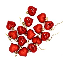 Liitrton 15 PCS Heart Shaped Decorations for Christmas Tree Party Decor Valentine's Day Hanging Ornaments (Red)