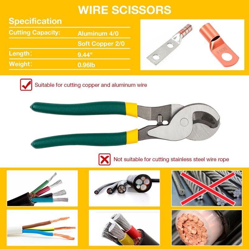 YUZES Hydraulic Crimping Tool and Cable Cutter, 12 AWG to