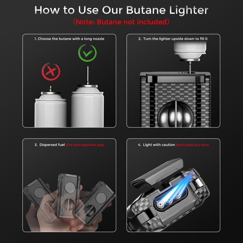 5-in-1 Torch Lighter, Built-in Multi-Functional Accessories, Punch, Draw Enhancer Tool,