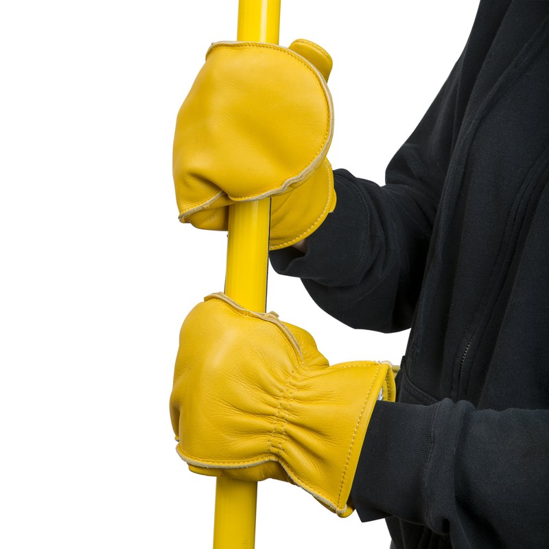 American Made Cowhide Leather Pile Lined Chopper Mitt Gloves ,