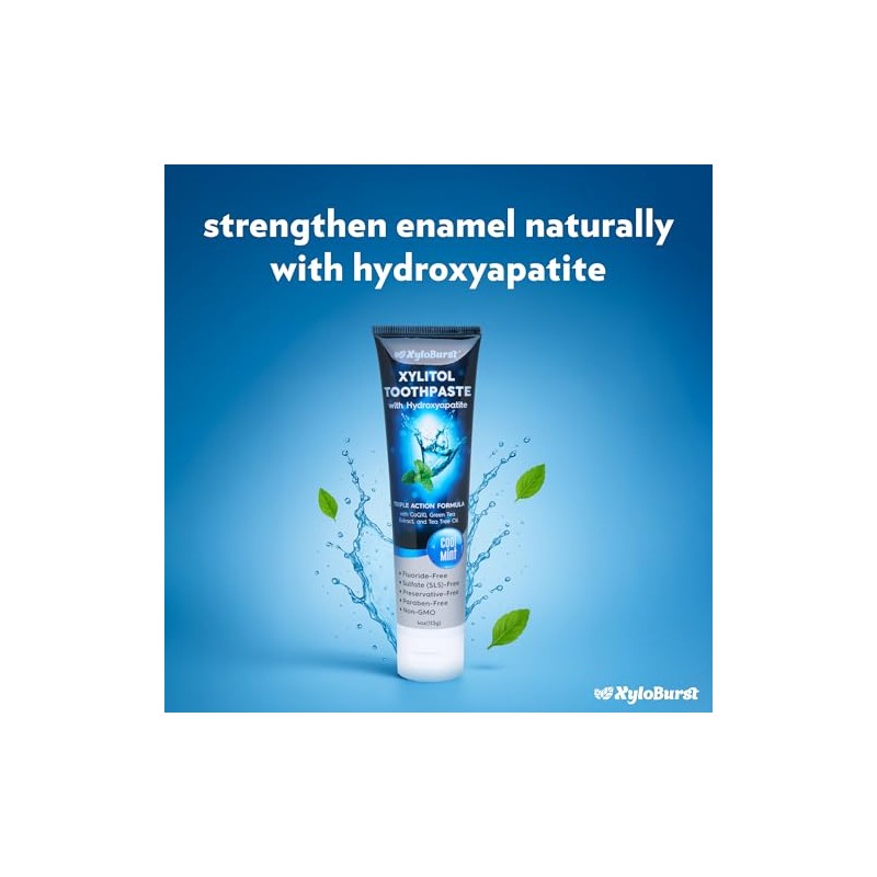 XyloBurst Hydroxyapatite Toothpaste with Xylitol - Fluoride-Free Hydroxyapatite Toothpaste, SLS-Free,