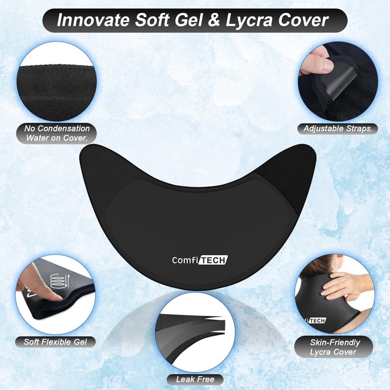 ComfiTECH Neck Ice Pack Wrap Gel, Cooling Pad for Cervical