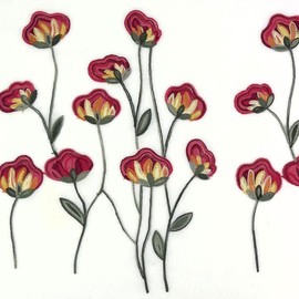 Humble Hilo Embroidered Scarves Versatile Lightweight Colorful Floral Scarf/Shawl (White with Tulips)