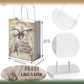 KARAQY 16 Pcs Medieval Knight Gift Bags, Medieval Castle Knight Goodie Treat Bags Party Favor Bags for Medieval Knight Theme Birthday Party