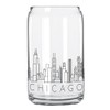 Chicago Skyline Beer Can Glass, 16 oz, Clear Glass with