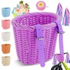 Fouvin Children's Bicycle Basket, Braided, Front, Removable, with Bells, Streamers,