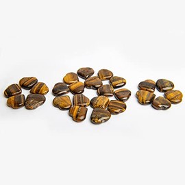 Wc_25 Pcs Natural Heart Healing Stones Tiger Eye Crystal Pocket Healing Real Crystals Rose Quartz Crystals Christmas New Year Valentine’s Day Reiki Energy Balancing