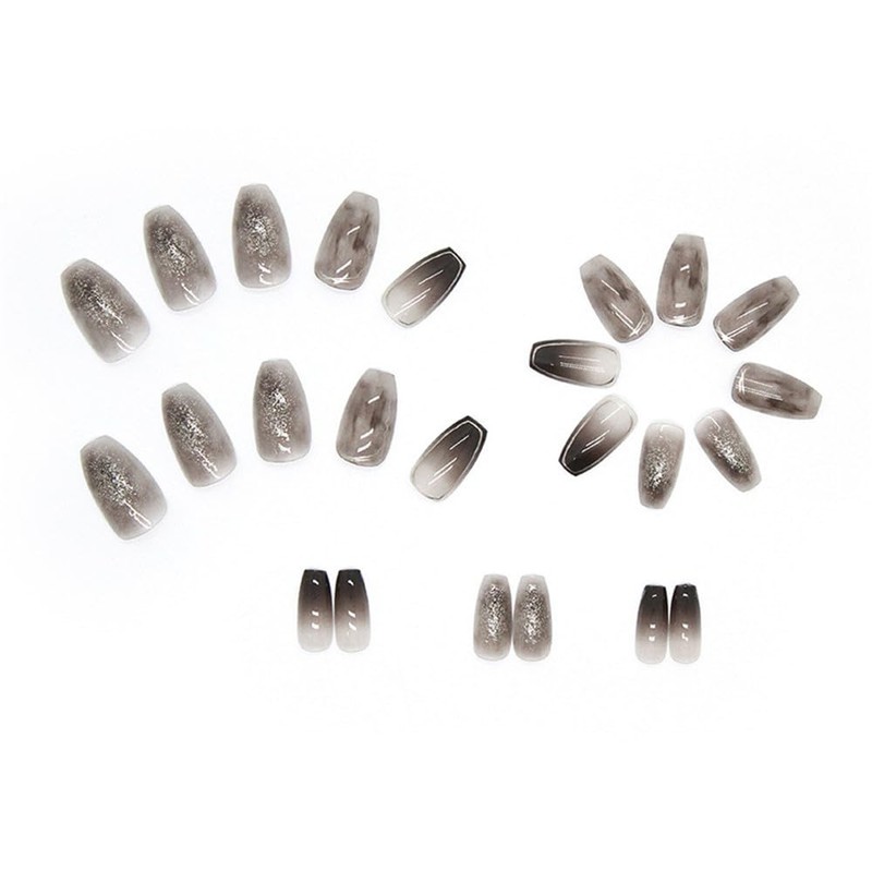 Nail Tip, False Nail, Nail Press, Stylish, Black, Long Short,