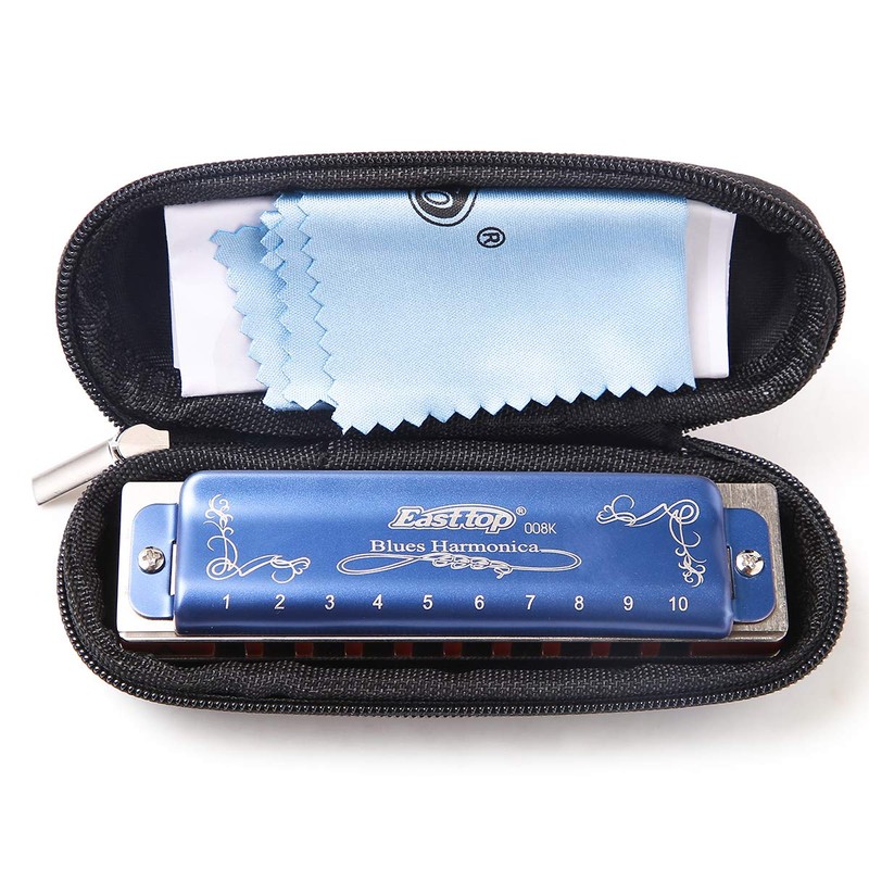 10 Holes Blues Harmonica T008K Diatonic Blues Harmonica with Case，More