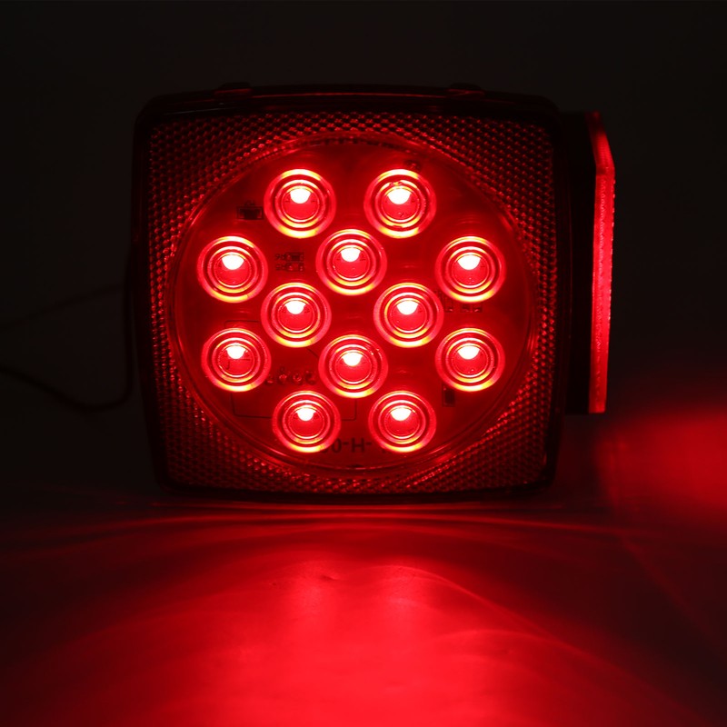 Pair LED Square Lights 12V Trailer Tail Brake Lamp High