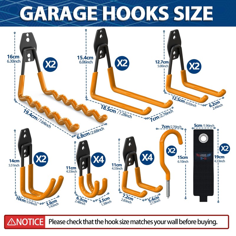 3-H Garage Wall Hooks 20 Pack, Garage Hooks Heavy Duty