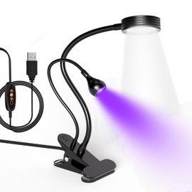 ACQUTEE UV-Lampe für Nägel, Gel, amerikanische Anwendung, Utraviolette USB, mit Clip, 5 W, professionelle LED-Lampe, 360 ° drehbar (schwarz)