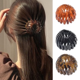 Blue Birds Nest Hair Clips,Vintage Bird's Nest Bun Maker Meatball Head Hair Claw Clamps Expandable Ponytail Holder Clips and Barrettes