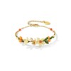 Kaipink Orange Blossom Flower Kumquat Pearl Enamel Bracelet Jewelry Gift