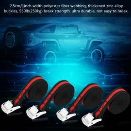 QANYEGN Ratchet Tie Down Straps, Adjustable Cam Buckle Tensioning Belts, Tie Down Cargo Strap for Trucks Motorcycles Boat RV (4 Packs)