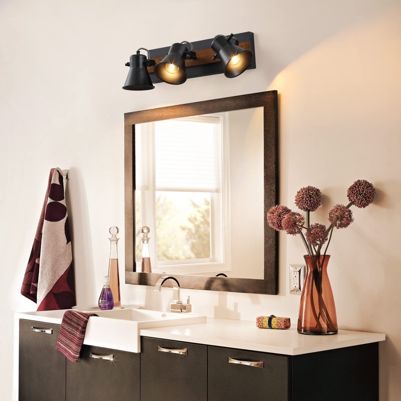 KEESFU 3-Light Track Lighting Kit,Black Semi Flush Mount Ceiling Light