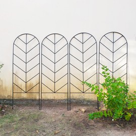 SCENDOR 4 Pack Metal Garden Trellis for Climbing Plants & Roses 45" H x 15.9" W Plants Support Rustproof Sturdy Leaves Garden Trellis for Vegetables Trellis for Potted Plants Patio, Lawn, Yard Black