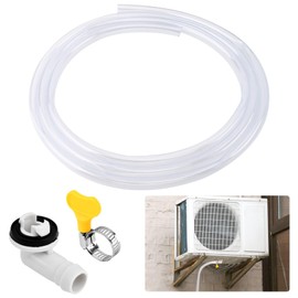 QWLWBU Air Conditioner Drain Hose,3/10 Ft Portable AC Drain Hose Universal Air Conditioner Drains Kit Replacement with Hose Connector and Clamp,Window AC Unit Parts(10FT,Color:Clear+Yellow+Grey)