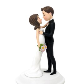 Dihtan Wedding Cake Toppers Bride and Groom - 6.5 x 4 Inch Hand Painted Cake Decorations Mr and Mrs Figurines - Poly Resin Bride To Be Cake Topper - Ideal for Wedding, Anniversary, Table Centerpiece