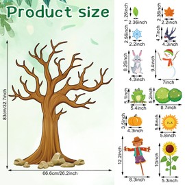 Teling 239 Pcs Season Tree Classroom Bulletin Board Decor Spring Summer Autumn Winter Cutouts Border Set Four Seasons Bulletin Board Decorations with 200 Dots for Elementary School Home Chalkboard
