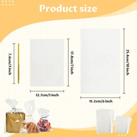 Wittolins 200-Pack Clear Cellophane Bags for Cookies, Candies, Snacks & Party Favors with Self-Tie Closure for Gift Packaging and Treats (clear, 5x7 Inches)