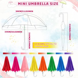 Eccliy 8 Pcs Mini Doll Umbrella 11.8 Inch Colorful Tiny Plant Umbrella Beach Sunny Rainy 1:6 Scale Doll Toys Decorations Cute Parasol for Photography Props Supplies, 8 Colors (Classic Color)