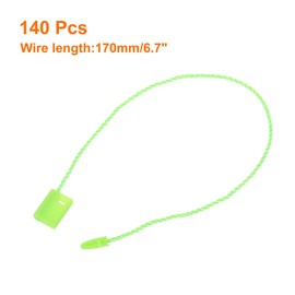 sourcing map 140Pcs Nylon Hang Tag String 6.7Inch Snap Lock Pins Loop Price Tag Fastener Plastic Tags Ties Tag Tags for Clothes String Tags Tags with String Green