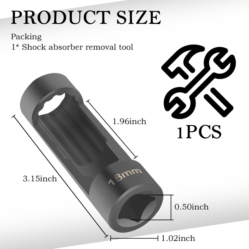 18mm Shock Absorber Socket for Removal of Shock Absorbers Nut,Strut