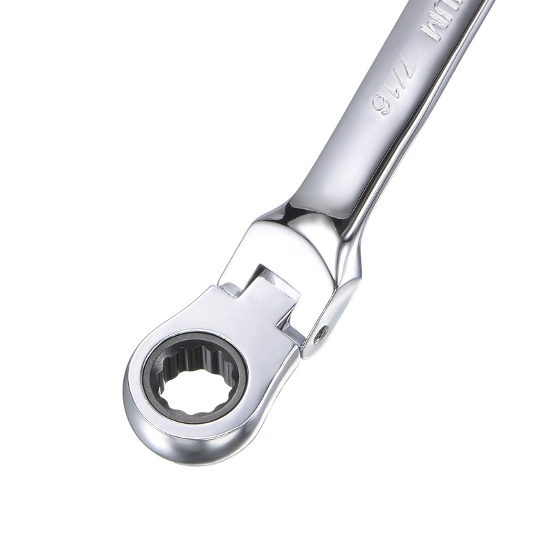 sourcing map 7/16 Inch Flex-Head Ratcheting Combination Wrench SAE 72