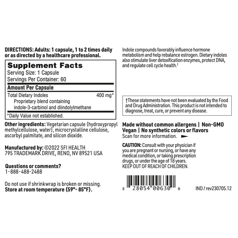 Klaire Labs SFI Health Indole Forté - Estrogen Supplement for
