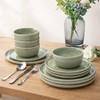 AmorArc Stoneware Dinnerware Sets,Round Reactive Glaze Ceramic Plates and Bowls