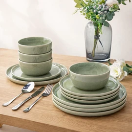AmorArc Stoneware Dinnerware Sets,Round Reactive Glaze Ceramic Plates and Bowls Set,Highly Scratch Resistant | Dishwasher & Microwave Safe Dishes,Service for 6 (18pc)
