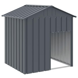 vidaXL Galvanized Steel Dog House with Roof - Anthracite Colored with Spacious Inner Dimensions, Perfect for Training, Exercising and Playing