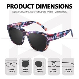 Myiaur Fit Over Glasses Sunglasses for Women Men, Polarized Square Wear Over Eyeglasses UV400 Protection