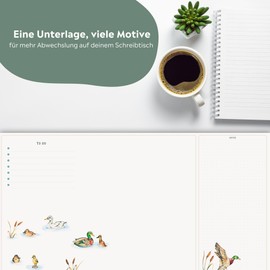 Ligarti Desk Pad Paper (100% Sustainable) A3+ Weekly Planner Pad with To Do List and Changing Motifs - Weekly Planner Undated, Desk Mat (Forest Meadow)