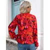 MASCOMODA Womens V Neck Floral Long Sleeve Tops 2025 Summer