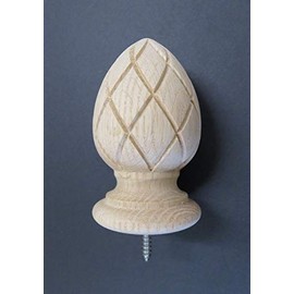 The Grand Finial Wood Pineapple Finial 4 3/8H x 2 19/32W. Oak, Cherry, Maple, Mahogany or Walnut #33 (Red Oak) Unfinished