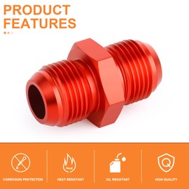 GASHER 2PCS 6AN to 6AN Male Flare Coupler Union Straight Fuel Hose Adapter Fitting Red