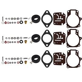 WFLNHB 3pcs Carburetor Rebuild Kit with Float fits for Johnson Evinrude 396701 18 20 25 28 30 35 40 45 48 50 55 60 65 70 75 HP