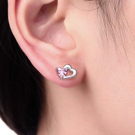 Children's Girls' Jewellery Set 925 Sterling Silver with Zirconia Protective Angel Heart Necklace Earrings, Sterling Silver Silver Genuine 925 sterling silver and zirconia Sterling Silver Silver,