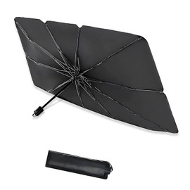 Arwrilt Foldable Windshield Sunshade Umbrella, 31" x 55" Car Sun Shade Windshield, Protect Sun Rays & Heat Damage Keep Cool, Summer Sunshade Accessories for Most Cars