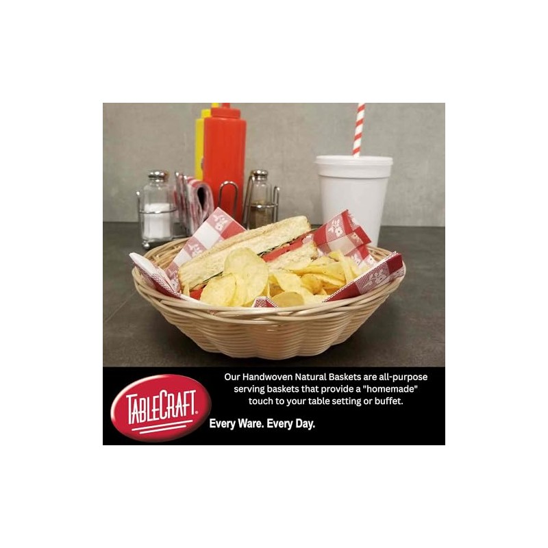 TableCraft Products C1175W Basket, Round, Natural, 8.5" x 2.25" (Pack