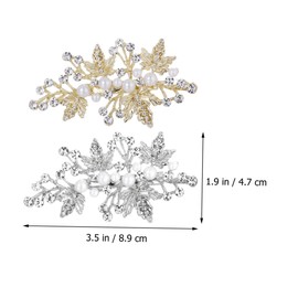 minkissy Elegant Pearl Edge Hair Clip Rhinestone Leaf Design for Bridesmaid Bridal