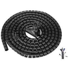 Snokay Cable Management Sleeve - 5M Length, 10MM Diameter, Zip Clip, Flexible & Expandable Cord Bundler, Wire Wrap, Home & Office Wire Concealer.