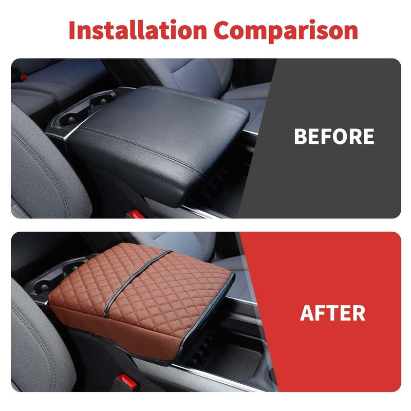SQQP PU Leather Center Console Cover Armrest Cushion Fit for