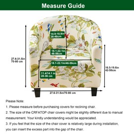 CRFATOP Soft Club Chair Slipcover Stretch Barrel Chair Covers Printed Tub Chair Slipcovers Round Couch Covers Spandex Armchair Sofa Cover Removable Furniture Protector for Living Room,24